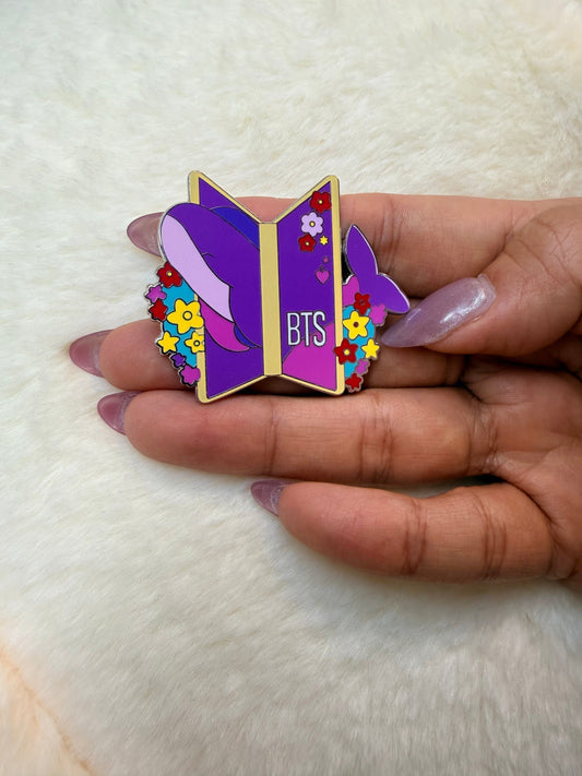 BTS Flower Whale Enamel Pin – ARMY Celebration Lapel Pin | SeoulfulSF