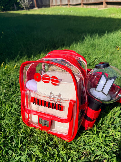 BTS ARMY Red Stadium Concert Bag with Lightstick Holder | SeoulfulSF