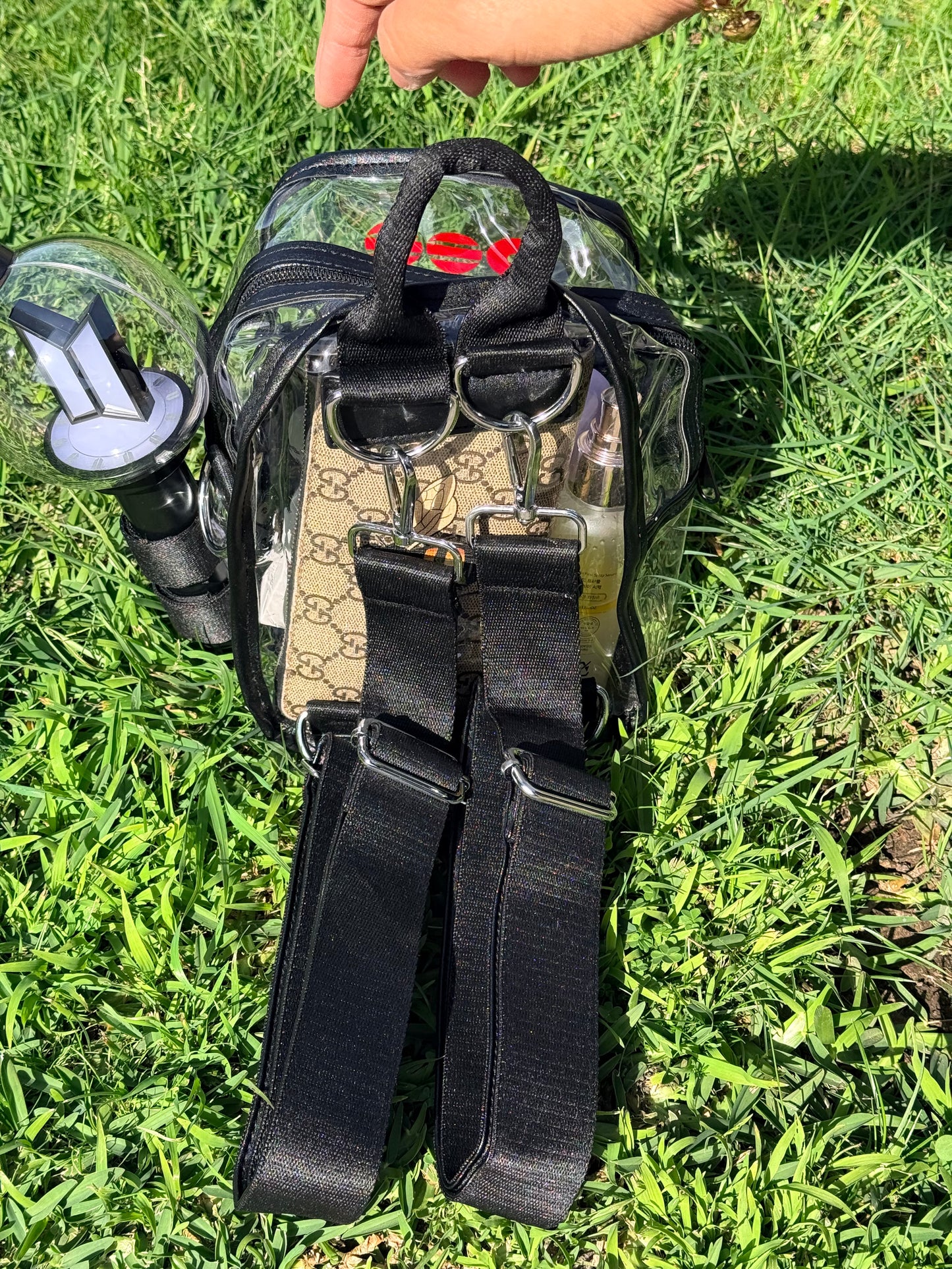 BTS ARMY Black Stadium Concert Bag with Lightstick Holder | SeoulfulSF