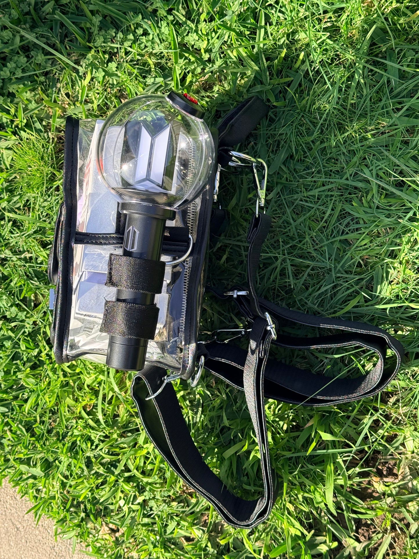 BTS ARMY Black Stadium Concert Bag with Lightstick Holder | SeoulfulSF