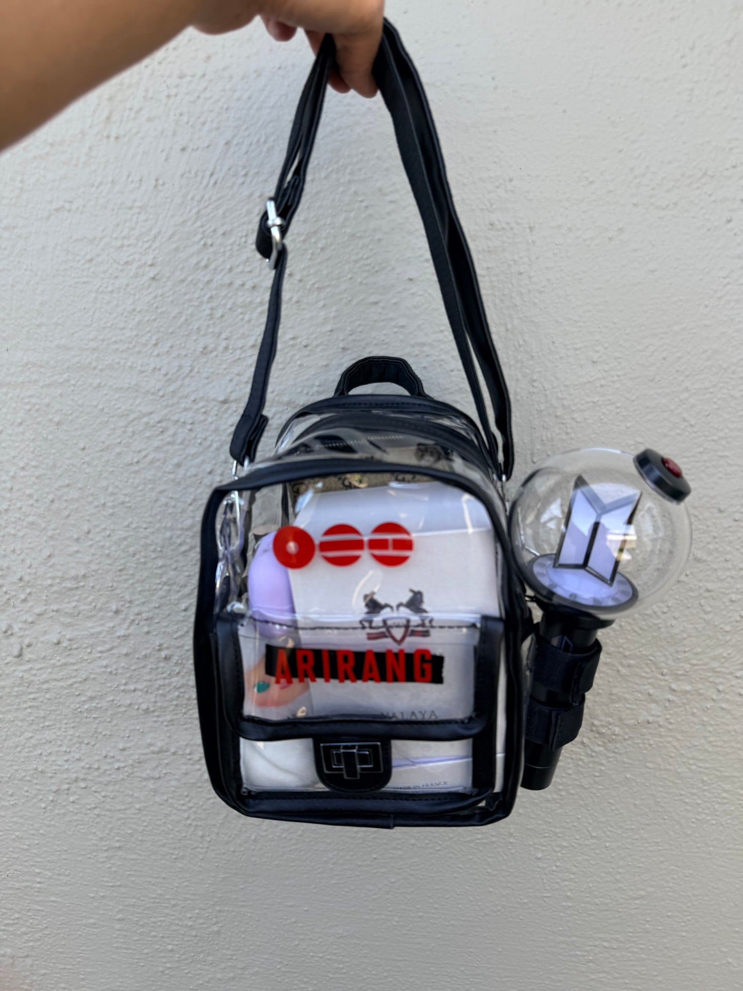 BTS ARMY Black Stadium Concert Bag with Lightstick Holder | SeoulfulSF