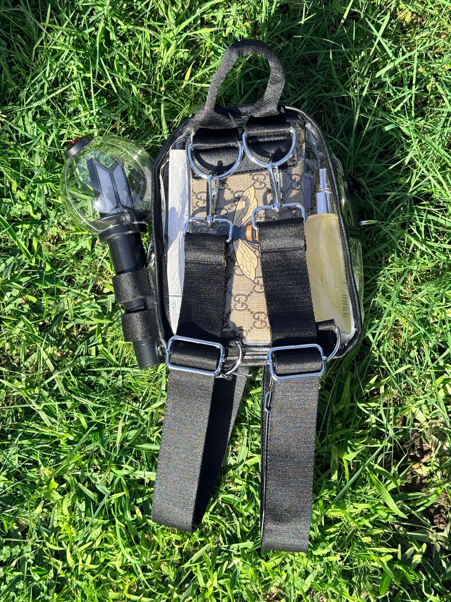 BTS ARMY Black Stadium Concert Bag with Lightstick Holder | SeoulfulSF