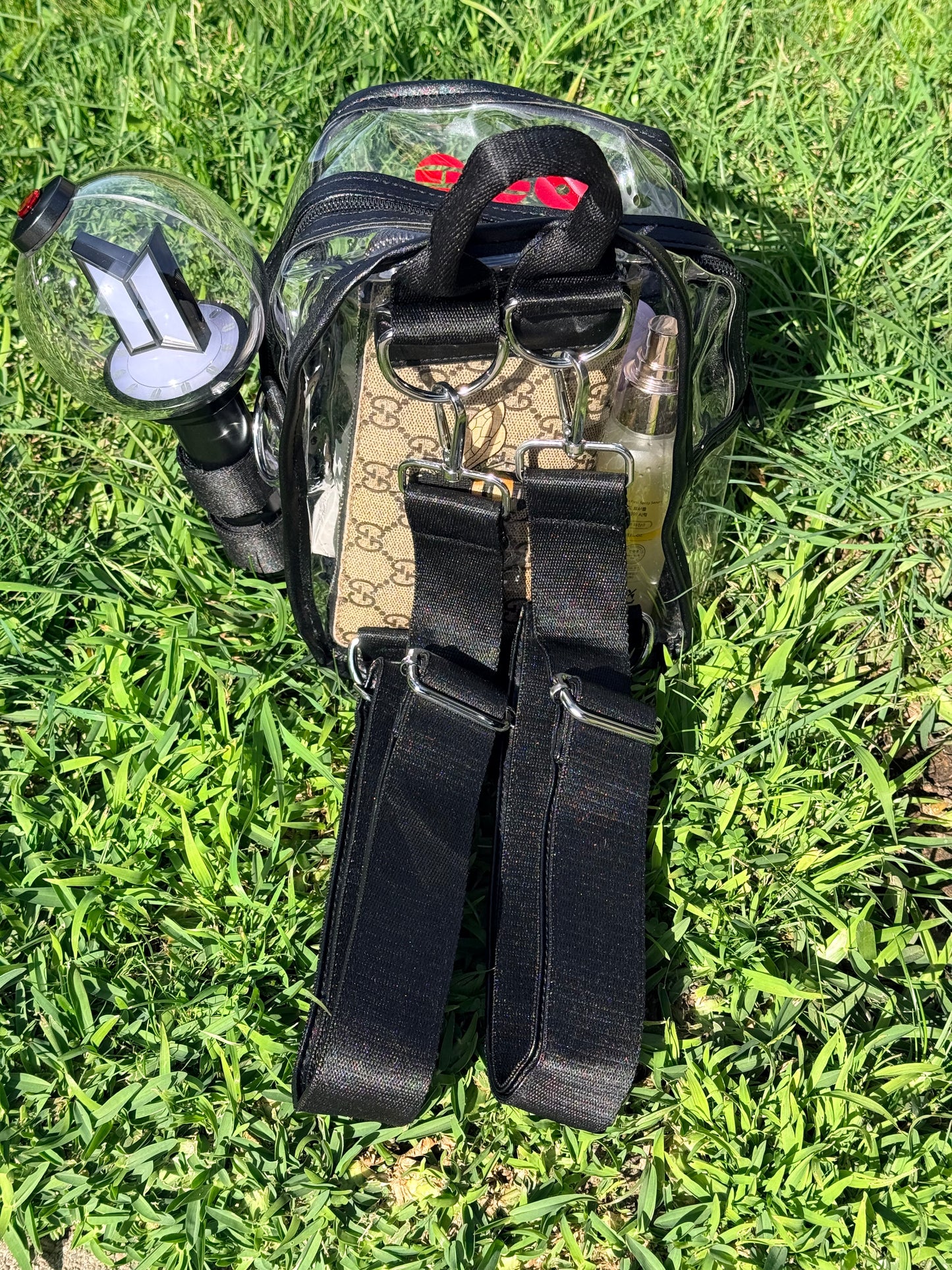 BTS ARMY Black Stadium Concert Bag with Lightstick Holder | SeoulfulSF