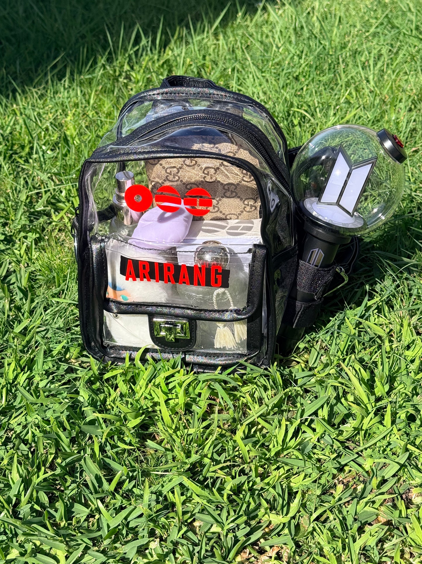 BTS ARMY Black Stadium Concert Bag with Lightstick Holder | SeoulfulSF