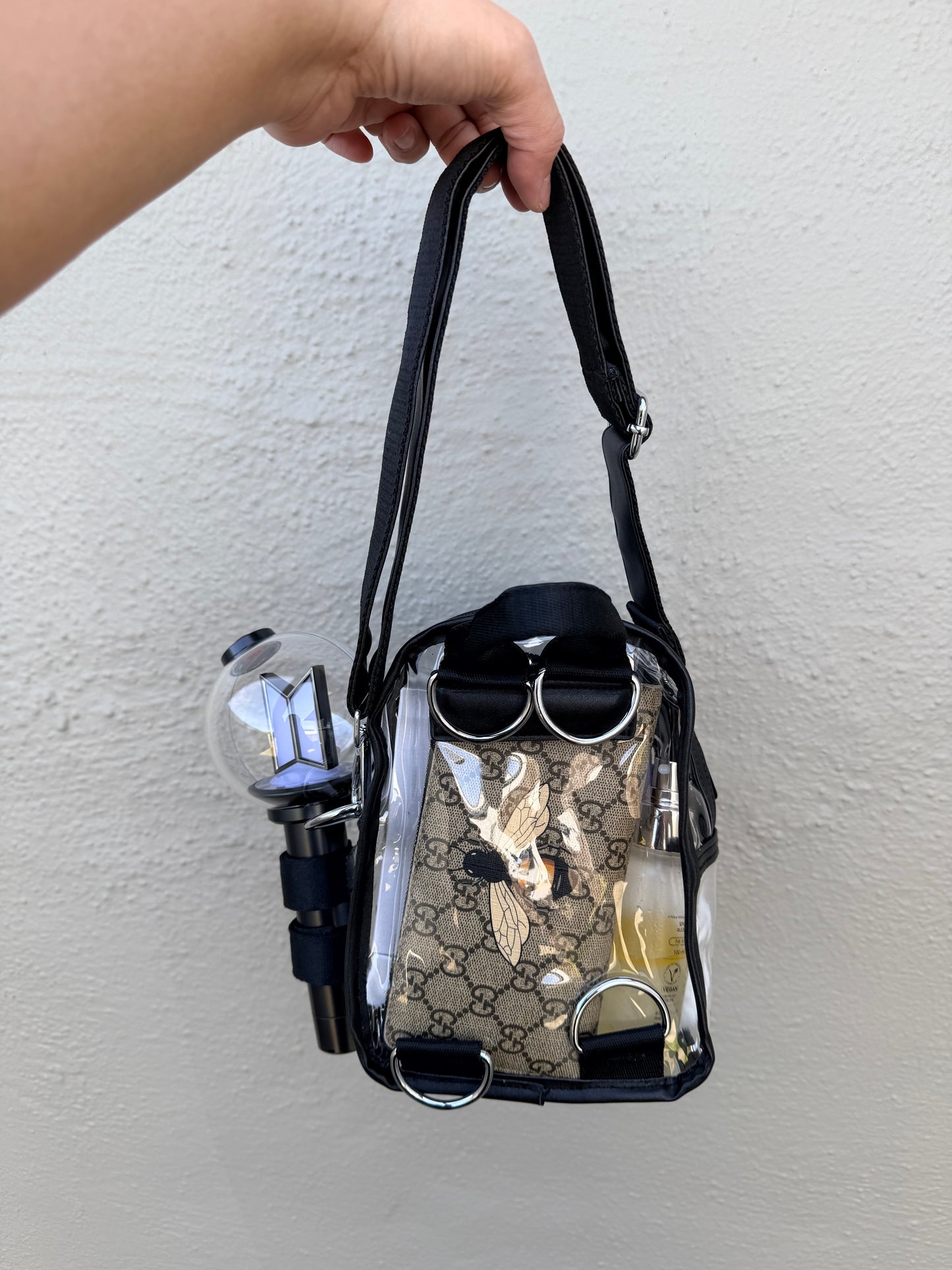 BTS ARMY Black Stadium Concert Bag with Lightstick Holder | SeoulfulSF