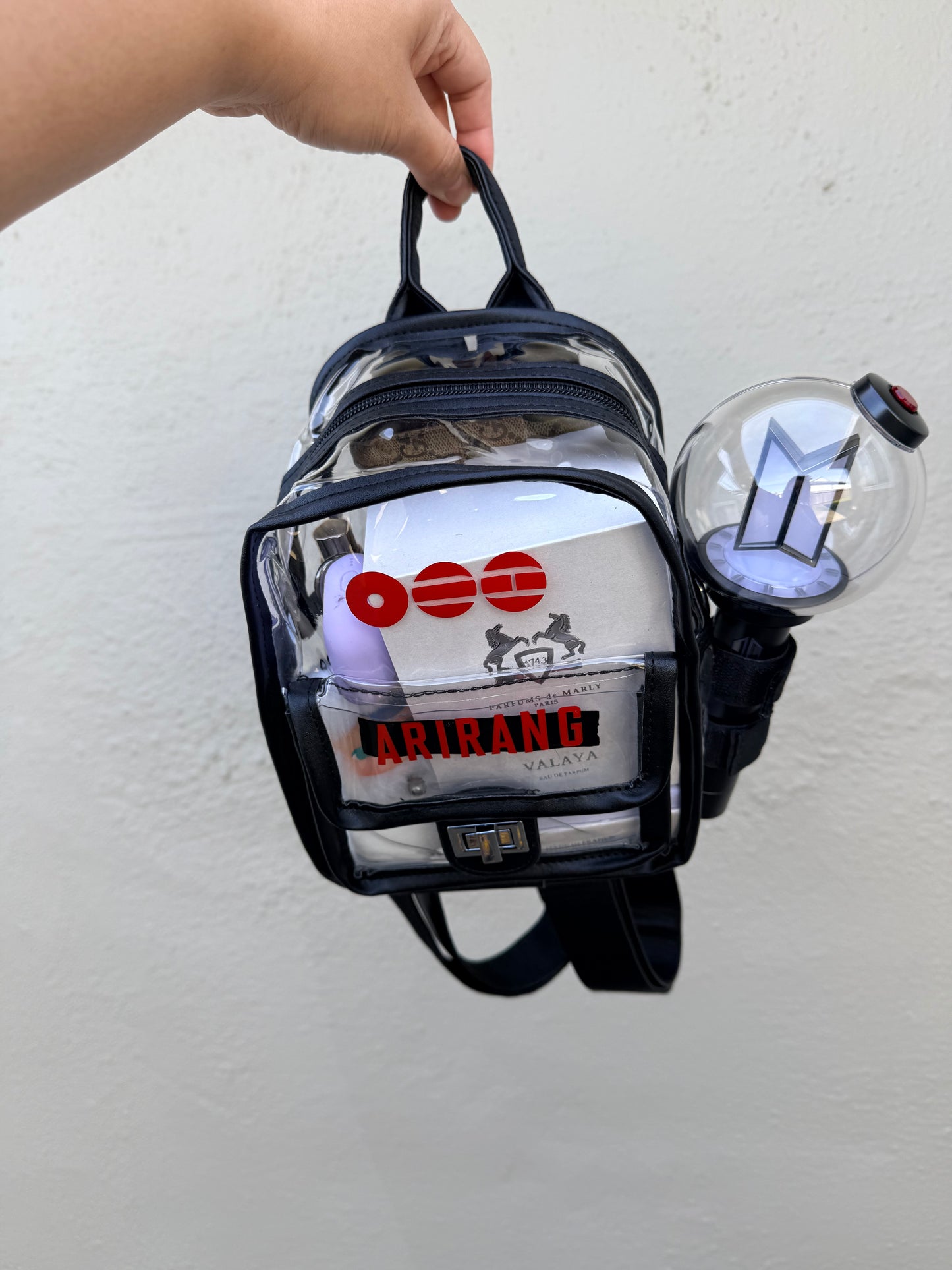 BTS ARMY Black Stadium Concert Bag with Lightstick Holder | SeoulfulSF