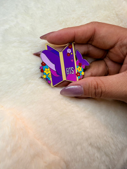 BTS Flower Whale Enamel Pin – ARMY Celebration Lapel Pin | SeoulfulSF